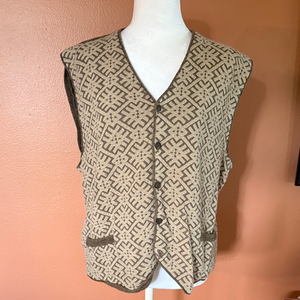 Men's Tan Geometric Cardigan